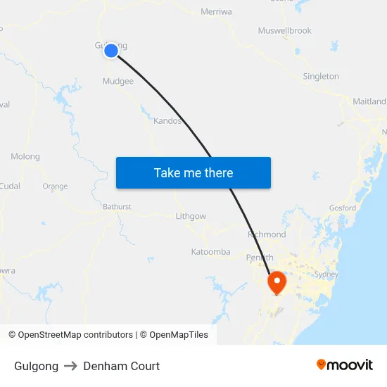 Gulgong to Denham Court map