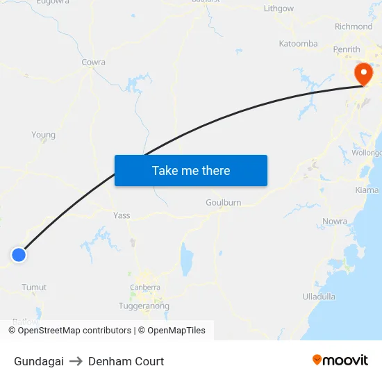 Gundagai to Denham Court map
