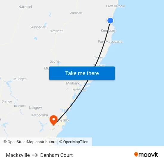 Macksville to Denham Court map