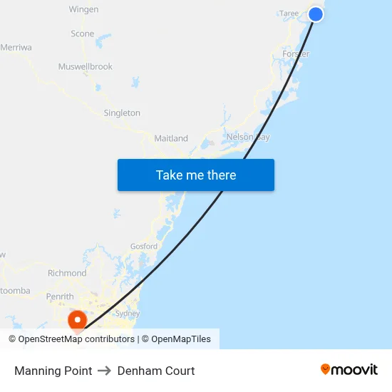 Manning Point to Denham Court map