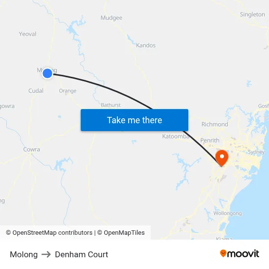Molong to Denham Court map