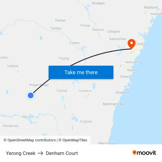 Yerong Creek to Denham Court map