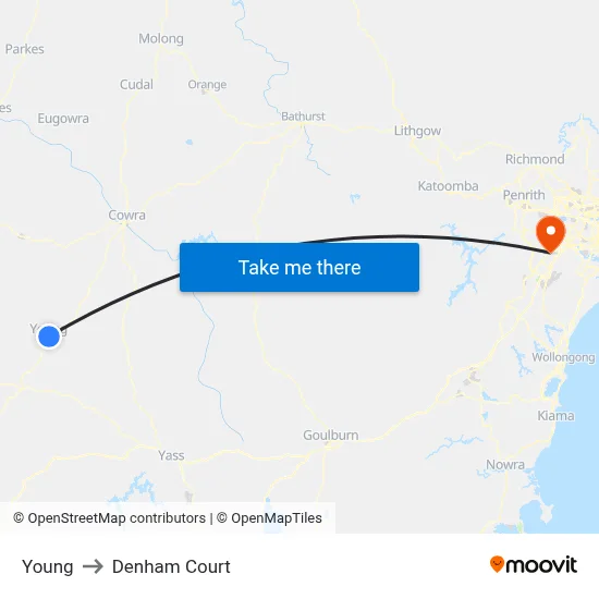 Young to Denham Court map