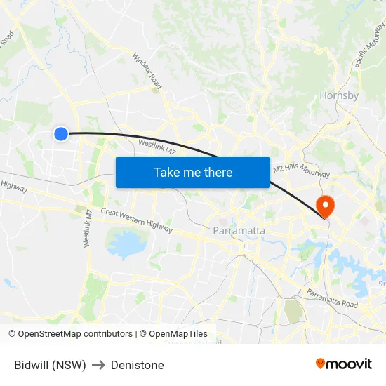 Bidwill (NSW) to Denistone map