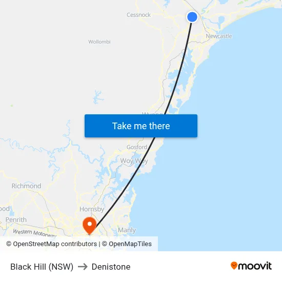 Black Hill (NSW) to Denistone map