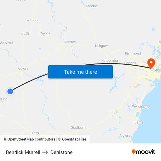 Bendick Murrell to Denistone map