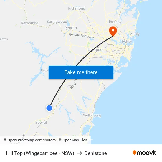Hill Top (Wingecarribee - NSW) to Denistone map