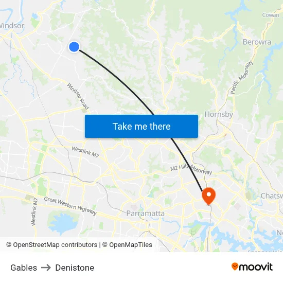 Gables to Denistone map