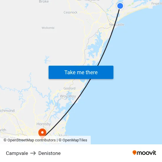 Campvale to Denistone map