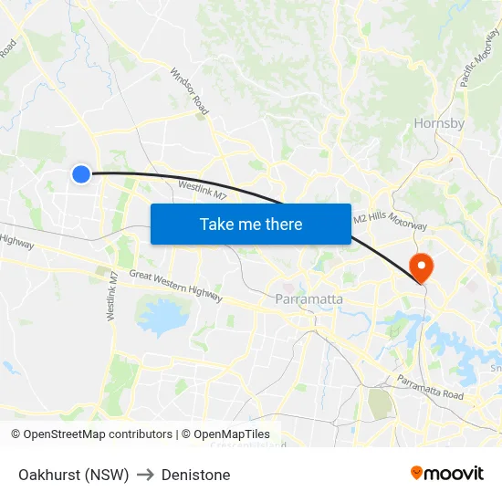 Oakhurst (NSW) to Denistone map