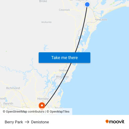 Berry Park to Denistone map