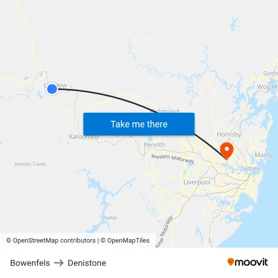 Bowenfels to Denistone map