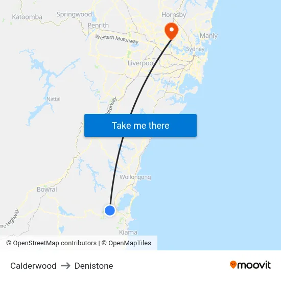 Calderwood to Denistone map