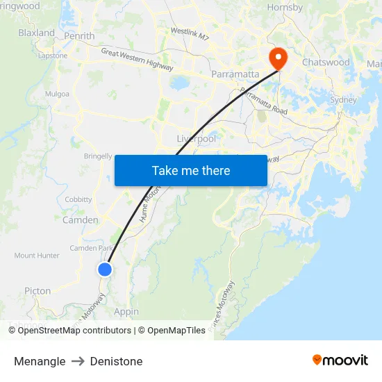 Menangle to Denistone map