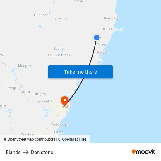 Elands to Denistone map