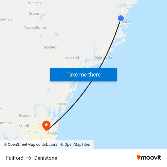 Failford to Denistone map