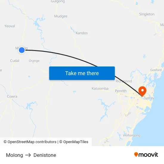 Molong to Denistone map