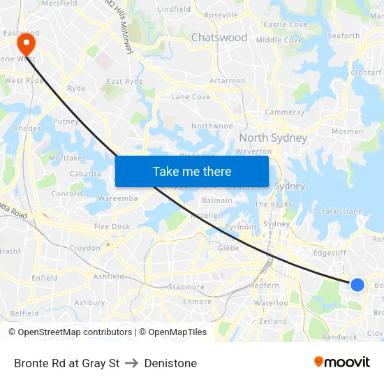 Bronte Rd at Gray St to Denistone map