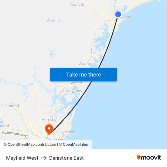 Mayfield West to Denistone East map