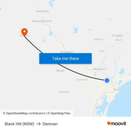 Black Hill (NSW) to Denman map