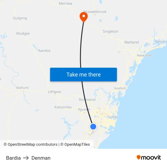 Bardia to Denman map