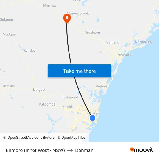 Enmore (Inner West - NSW) to Denman map