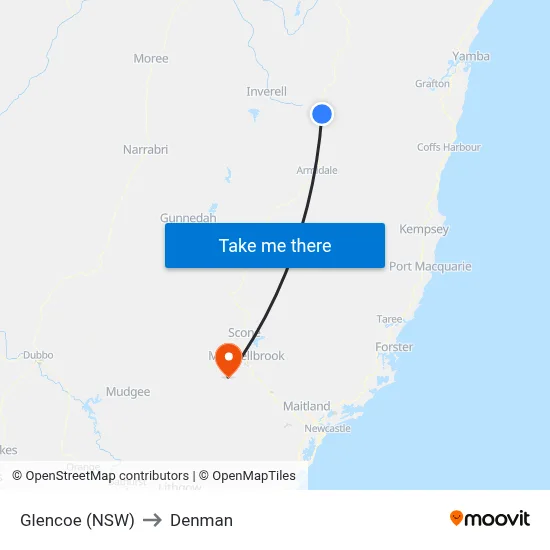 Glencoe (NSW) to Denman map