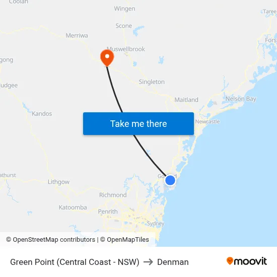 Green Point (Central Coast - NSW) to Denman map