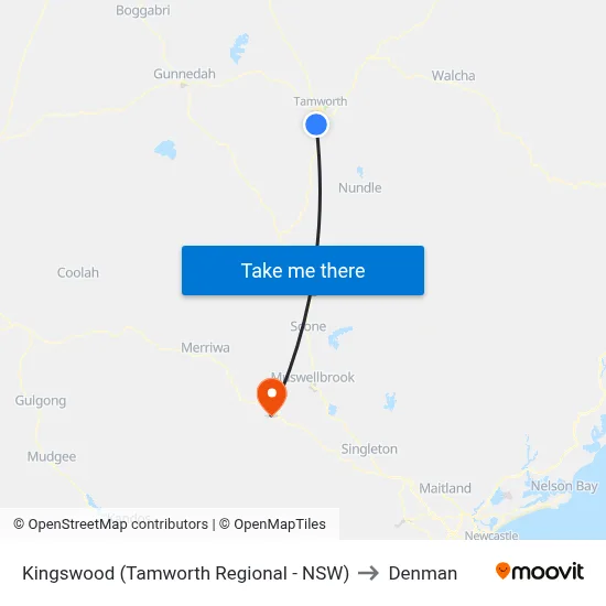 Kingswood (Tamworth Regional - NSW) to Denman map
