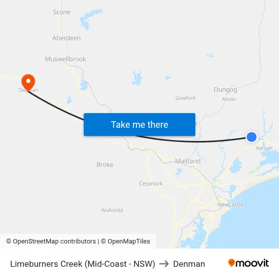 Limeburners Creek (Mid-Coast - NSW) to Denman map