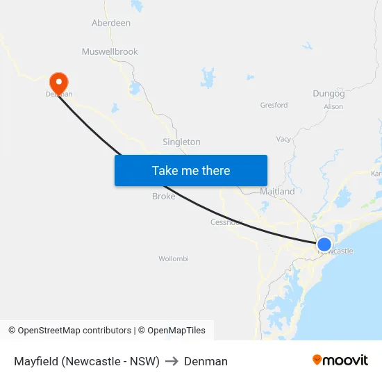 Mayfield (Newcastle - NSW) to Denman map