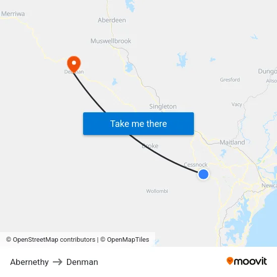 Abernethy to Denman map