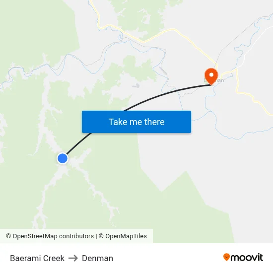 Baerami Creek to Denman map