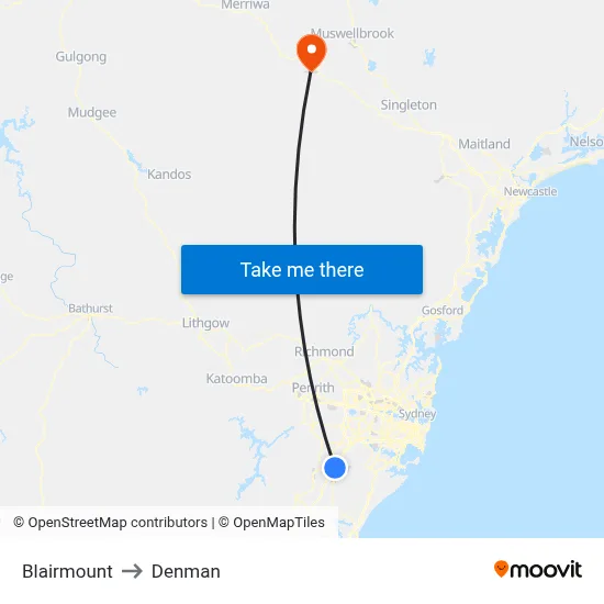 Blairmount to Denman map