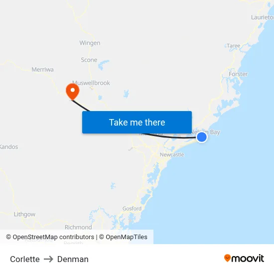 Corlette to Denman map