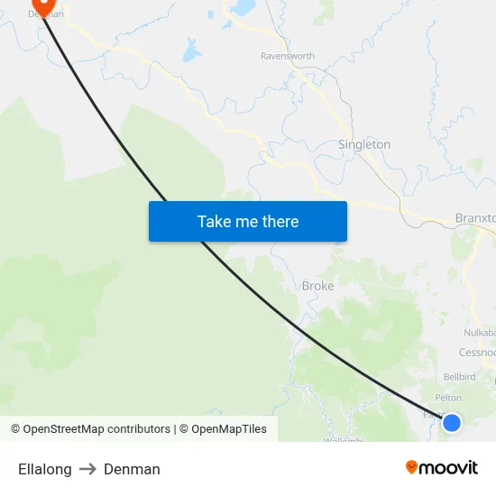 Ellalong to Denman map