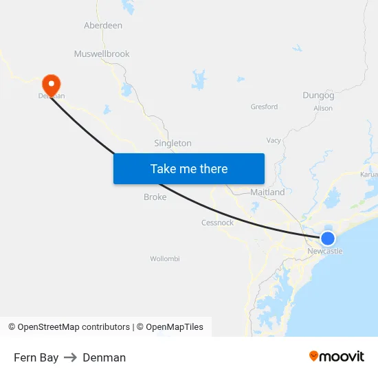 Fern Bay to Denman map