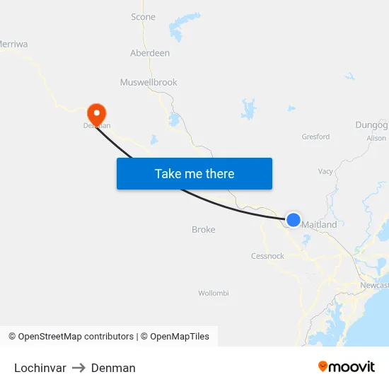 Lochinvar to Denman map