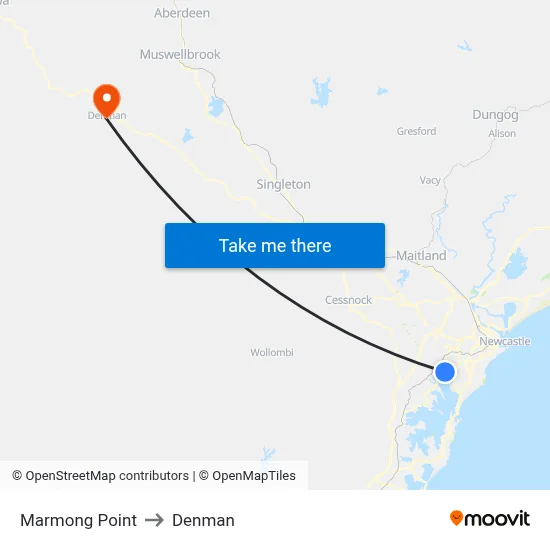 Marmong Point to Denman map