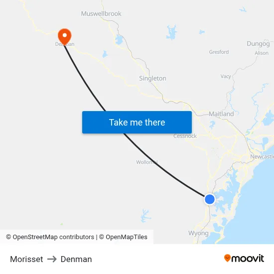 Morisset to Denman map