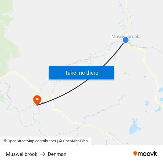 Muswellbrook to Denman map