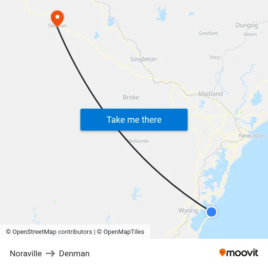 Noraville to Denman map