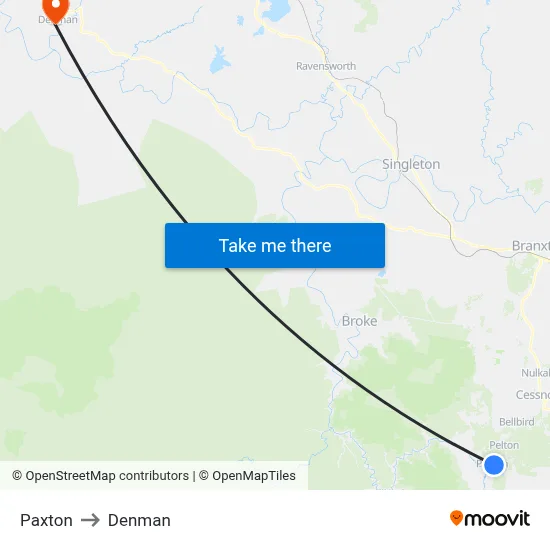 Paxton to Denman map