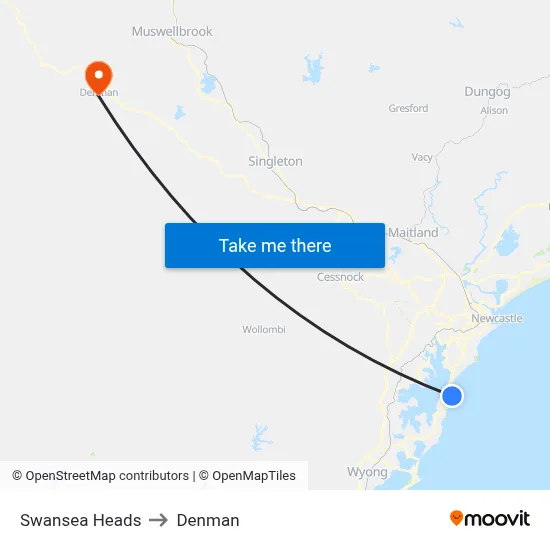 Swansea Heads to Denman map