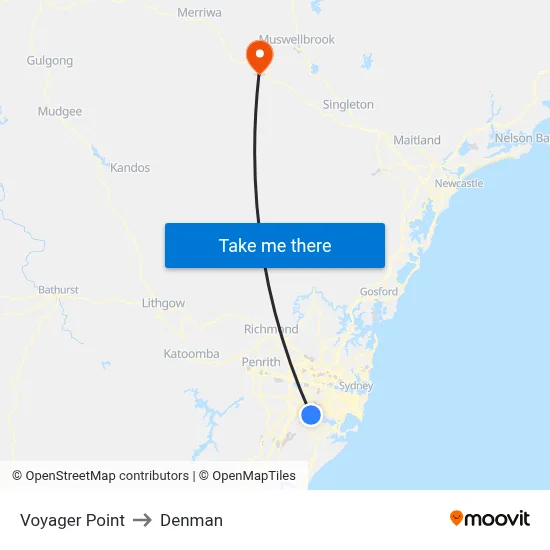 Voyager Point to Denman map