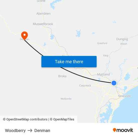 Woodberry to Denman map