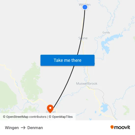 Wingen to Denman map
