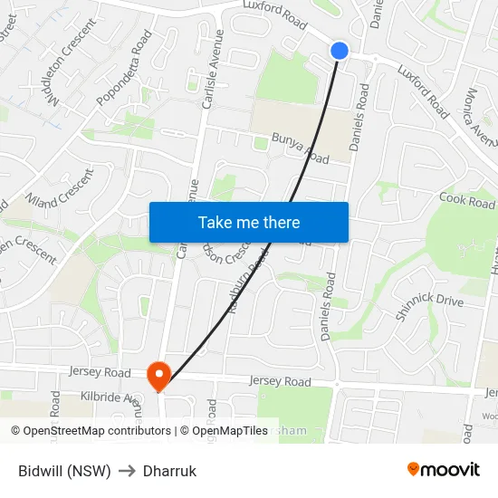 Bidwill (NSW) to Dharruk map