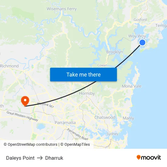 Daleys Point to Dharruk map