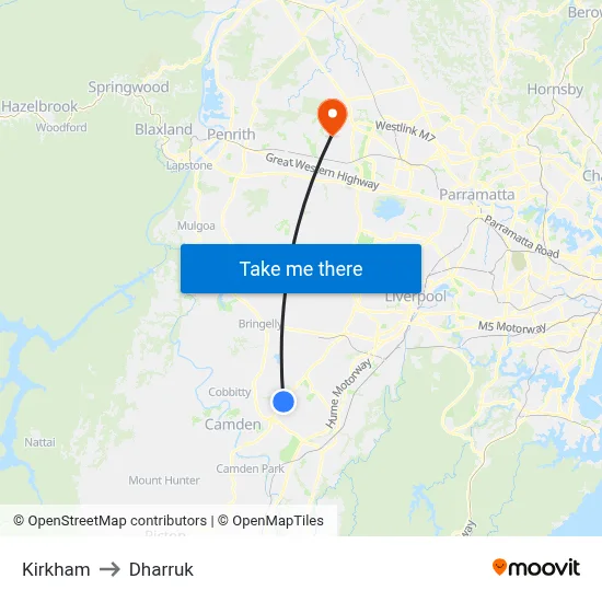 Kirkham to Dharruk map